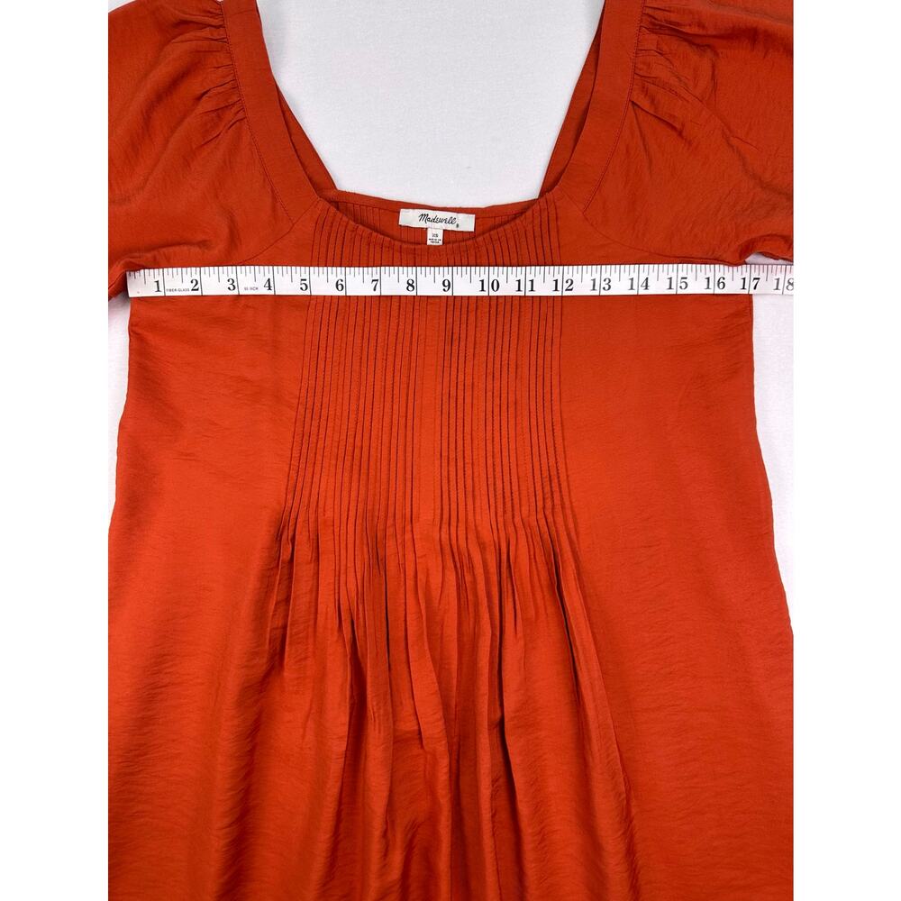NWT Madewell Clay Orange Square Neck Pintuck Pleated Mini Dress XS - Picture 8 of 11